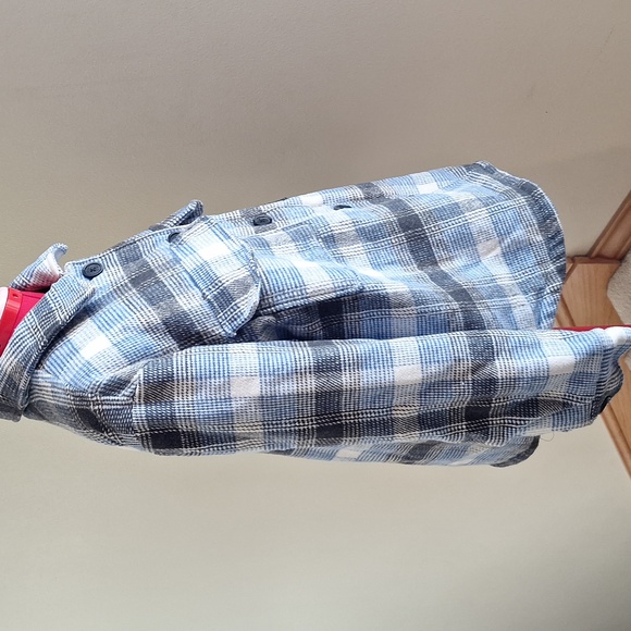 NWT Hurley Plaid Thick Soft Blue/Grey/White Flannel Long Shacket Size M - Picture 3 of 10